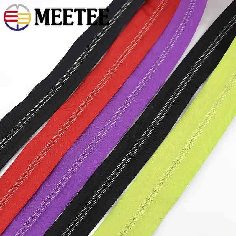 Nylon Zipper Tape Set with Metal Teeth for DIY Sewing