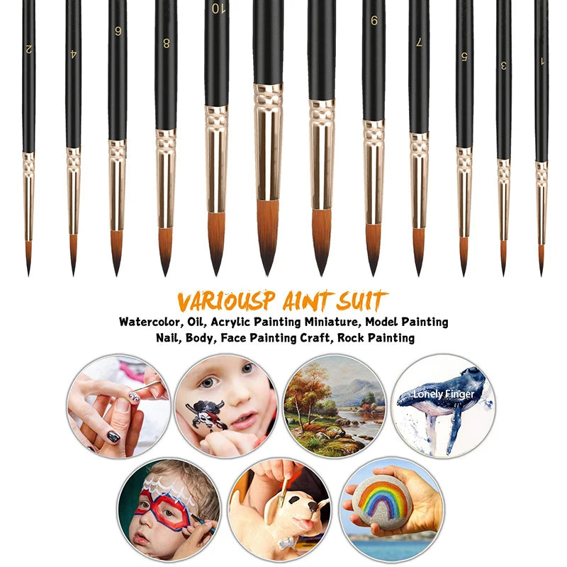 Professional Nylon Paint Brush Set for Acrylic Watercolor and Oil