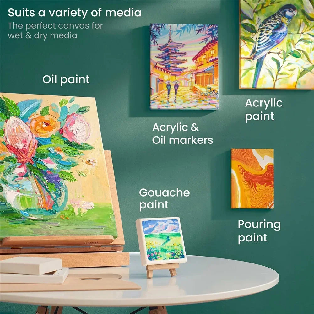 4pcs White Blank Canvas Frames for Acrylic and Oil Painting