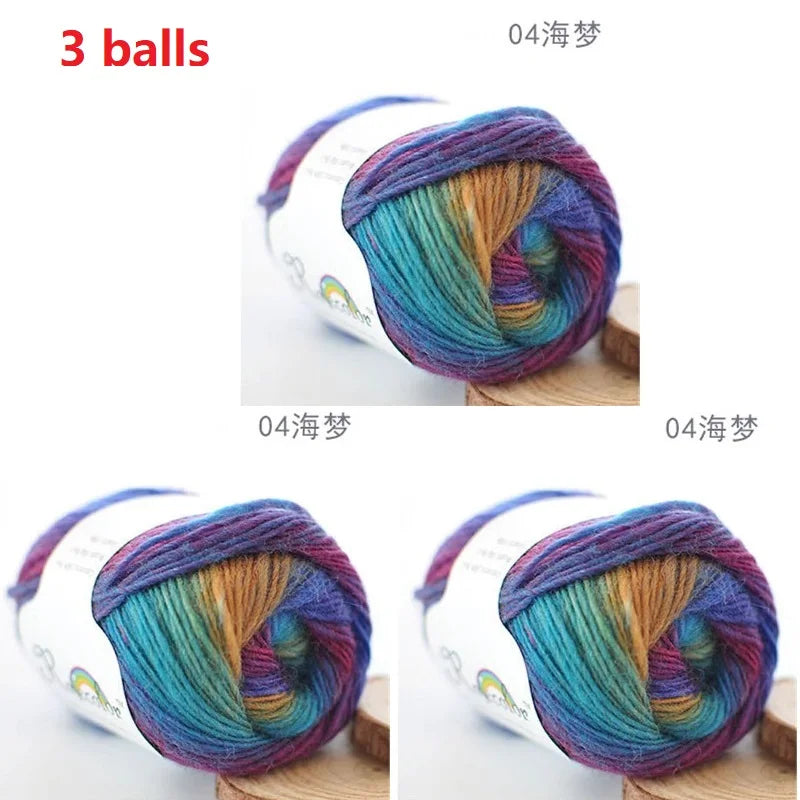 Rainbow Wool Yarn for Crochet Knitting Scarves and Sweater Crafts