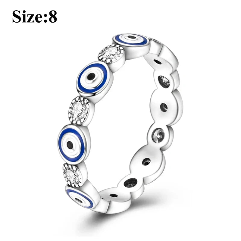 MULA Wedding Band Rings for Women Man 925 Sterling Silver Evil Eye Hand Celtic Knot Four-Leaf Clover Ring Stackable Jewelry Gift