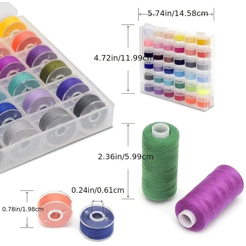 72-Pack Polyester Sewing Thread and Bobbin Kit for Crafting Quilting