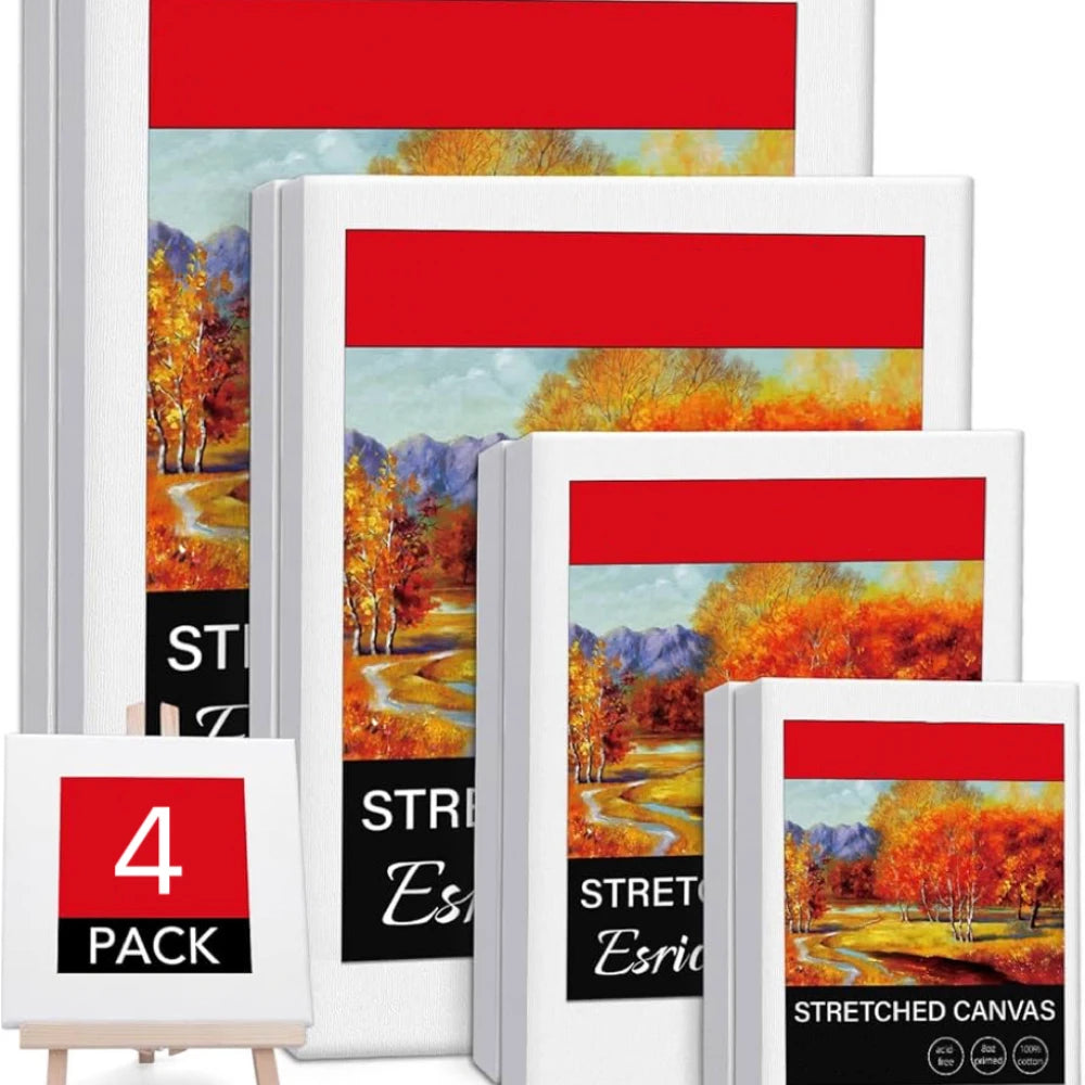 4pcs White Blank Canvas Frames for Acrylic and Oil Painting