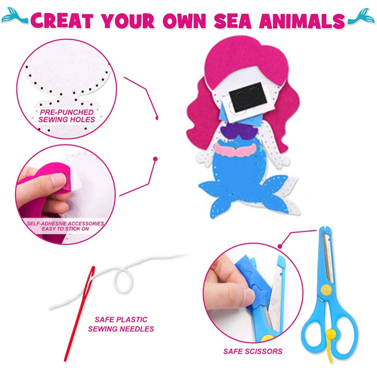 Sea Animals Felt Sewing Craft Kit for Kids Educational DIY Fun