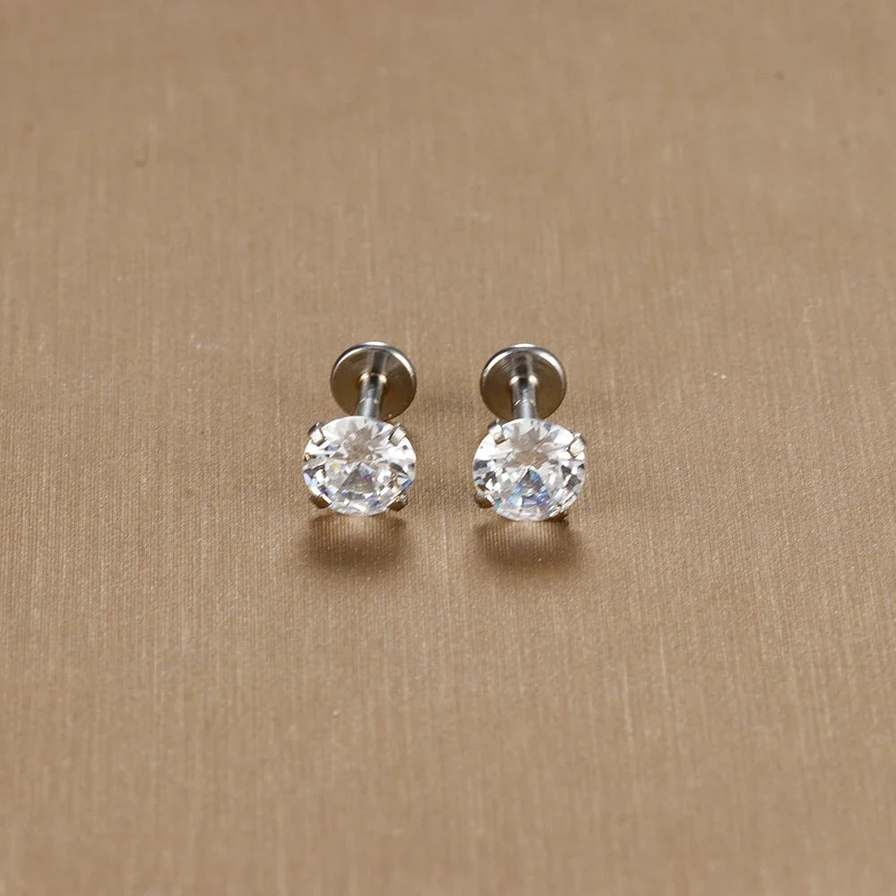 2PC Labret Tragus Stud Earrings 16G Surgical Stainless Steel CZ Crystal  Monroe Helix Cartialge Conch Medusa Lip Body Piercing