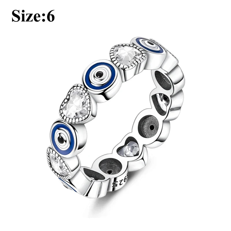MULA Wedding Band Rings for Women Man 925 Sterling Silver Evil Eye Hand Celtic Knot Four-Leaf Clover Ring Stackable Jewelry Gift