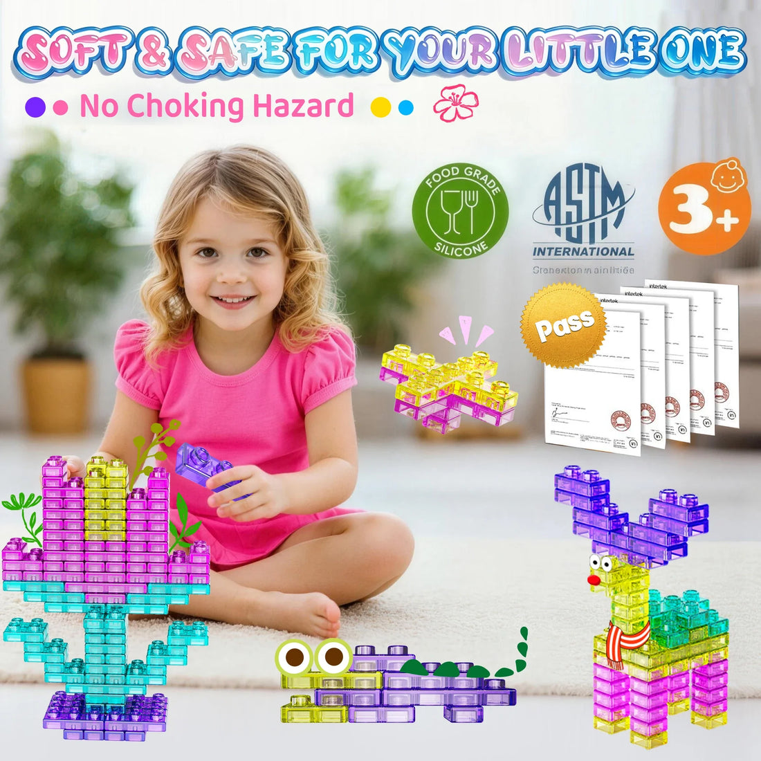 Hotfree 40 PCS Sensory Soft Building Blocks for Toddlers, Kids Montessori Squishy Jelly Blocks Stacking Toy Set, Squeezable & Stretchable Early Learning Construction Playset, Puzzle Blocks for Creative Play, Birthday Christma