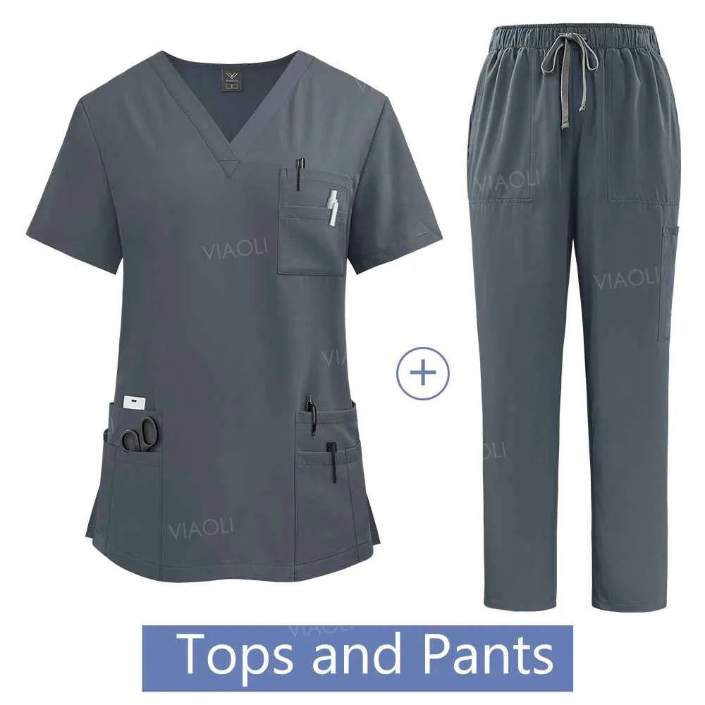 Women's Medical Suit Surgical Gown with Pockets