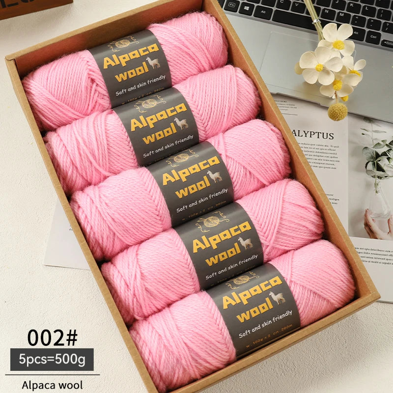 Chunky Alpaca Wool Yarn Set for DIY Knitting Winter Crafts