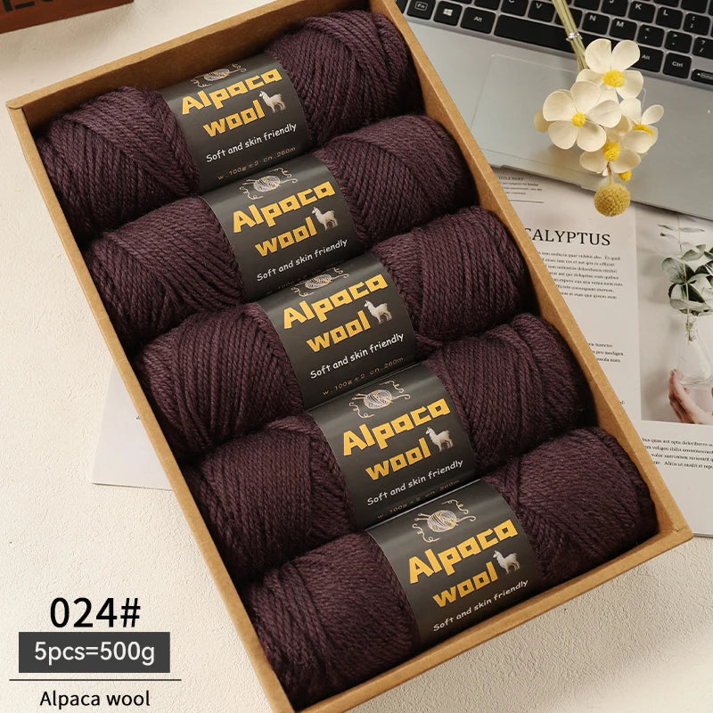 Chunky Alpaca Wool Yarn Set for DIY Knitting Winter Crafts