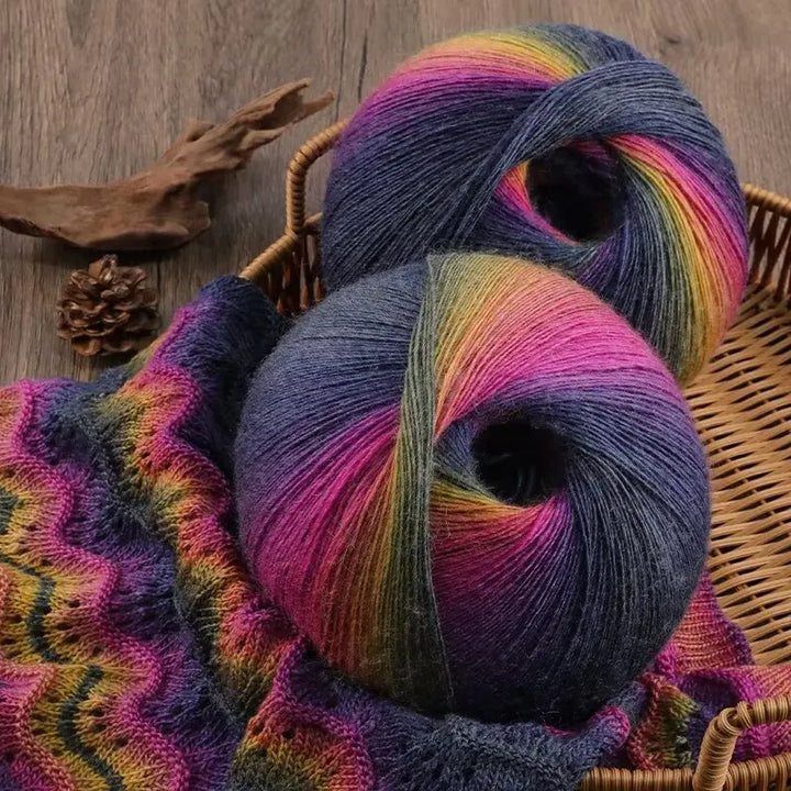 Gradient Rainbow Wool Yarn Skeins for Crochet and Knitting Crafts