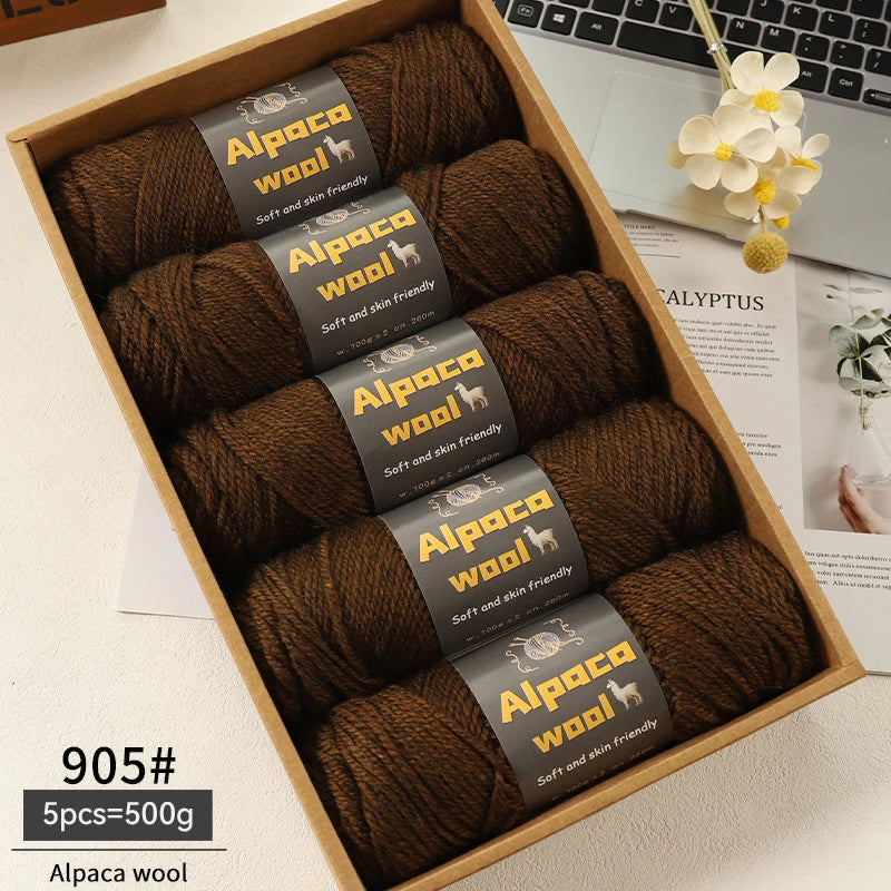 Chunky Alpaca Wool Yarn Set for DIY Knitting Winter Crafts