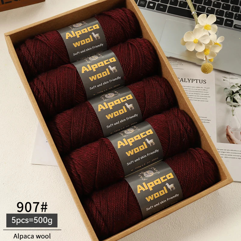 Chunky Alpaca Wool Yarn Set for DIY Knitting Winter Crafts