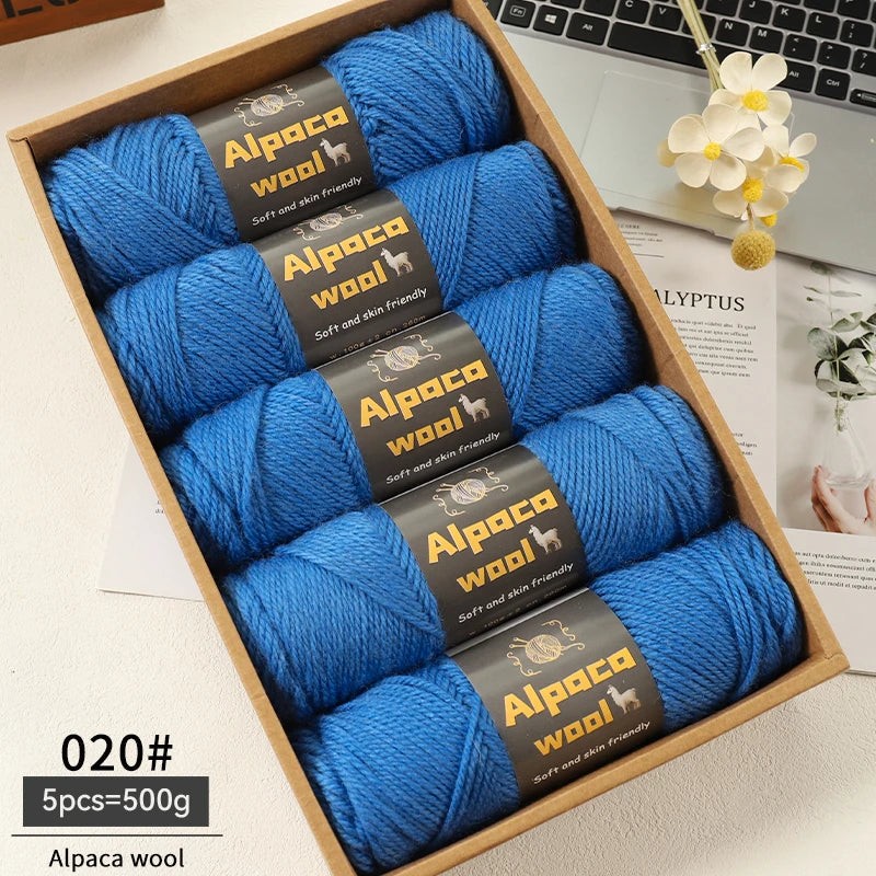 Chunky Alpaca Wool Yarn Set for DIY Knitting Winter Crafts