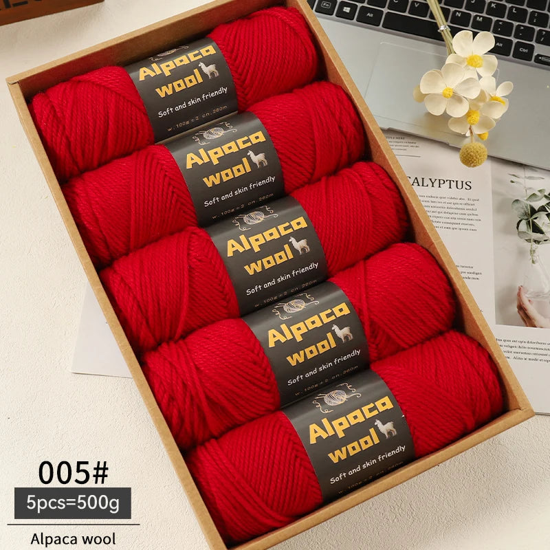 Chunky Alpaca Wool Yarn Set for DIY Knitting Winter Crafts