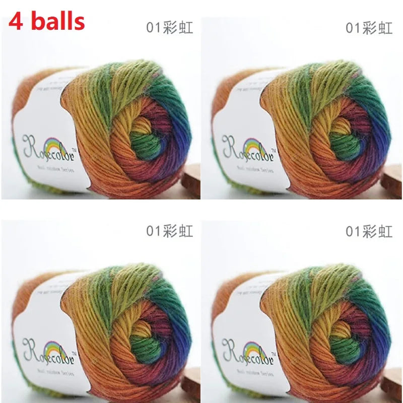Rainbow Wool Yarn for Crochet Knitting Scarves and Sweater Crafts