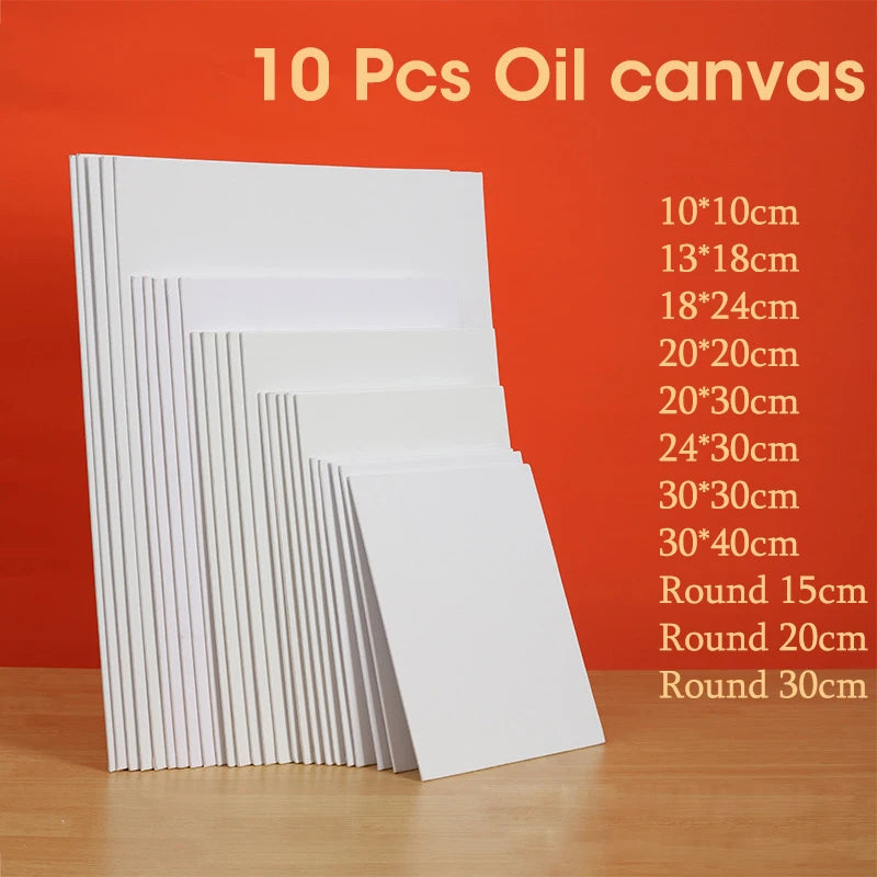 10pcs Primed Cotton Canvas Boards for Acrylic and Oil Painting