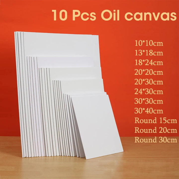 10pcs Primed Cotton Canvas Boards for Acrylic and Oil Painting