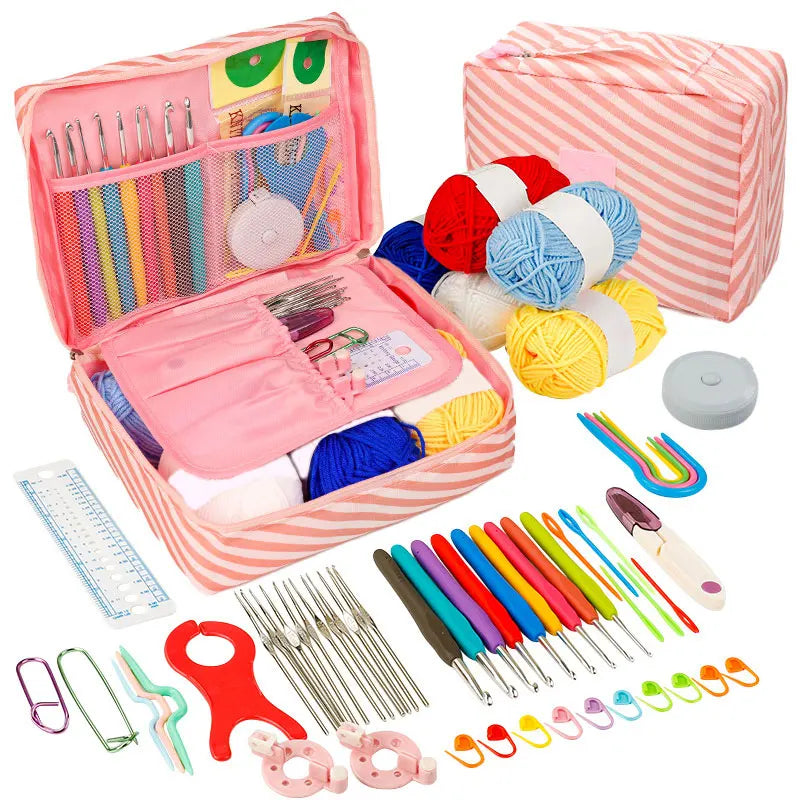 Beginner Crochet Kit with Yarn Hooks and Portable Travel Supplies
