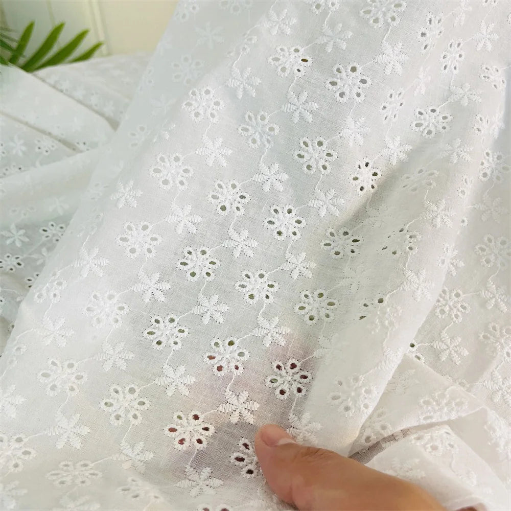 Cotton Embroidery Lace Fabric for DIY Sewing and Handmade Crafts