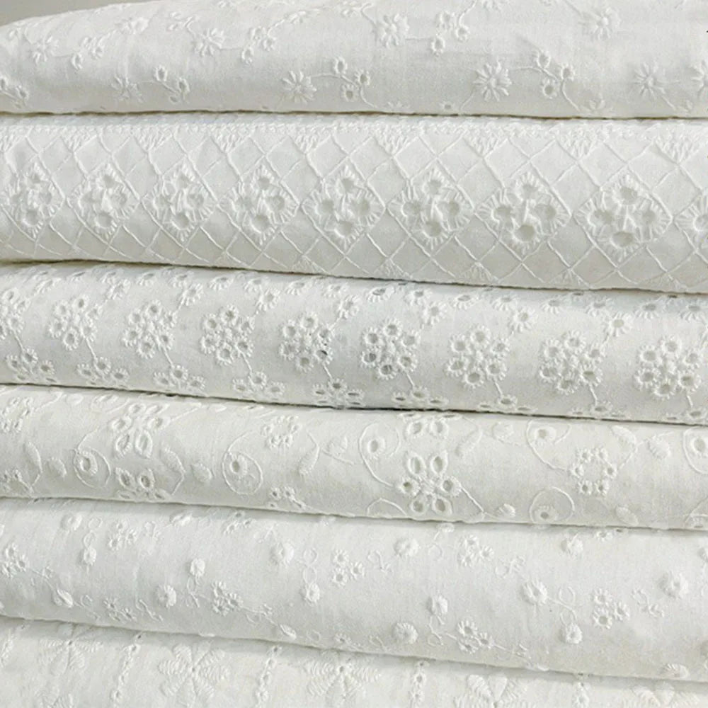Cotton Embroidery Lace Fabric for DIY Sewing and Handmade Crafts
