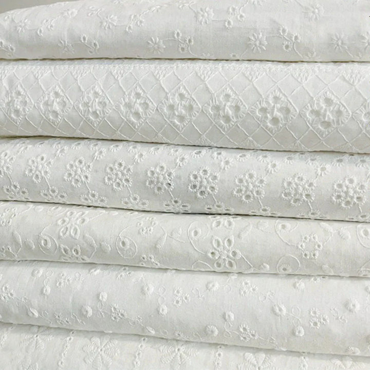 Cotton Embroidery Lace Fabric for DIY Sewing and Handmade Crafts