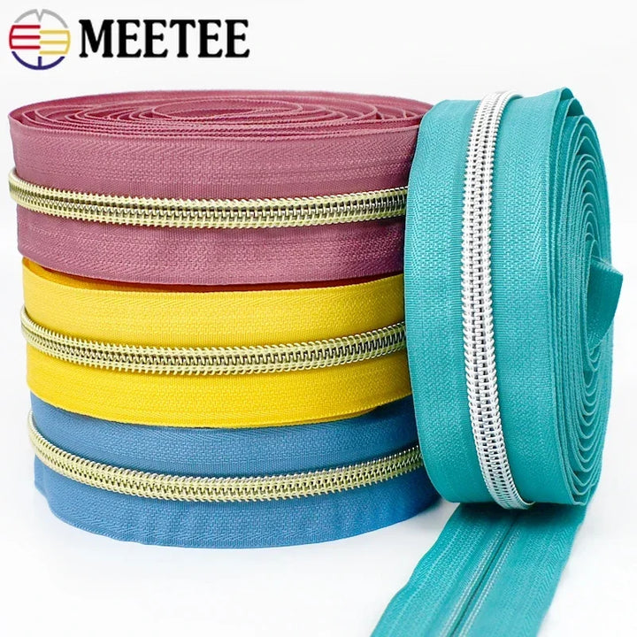 Nylon Zipper Tape Set with Metal Teeth for DIY Sewing