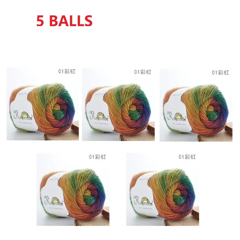 Rainbow Wool Yarn for Crochet Knitting Scarves and Sweater Crafts