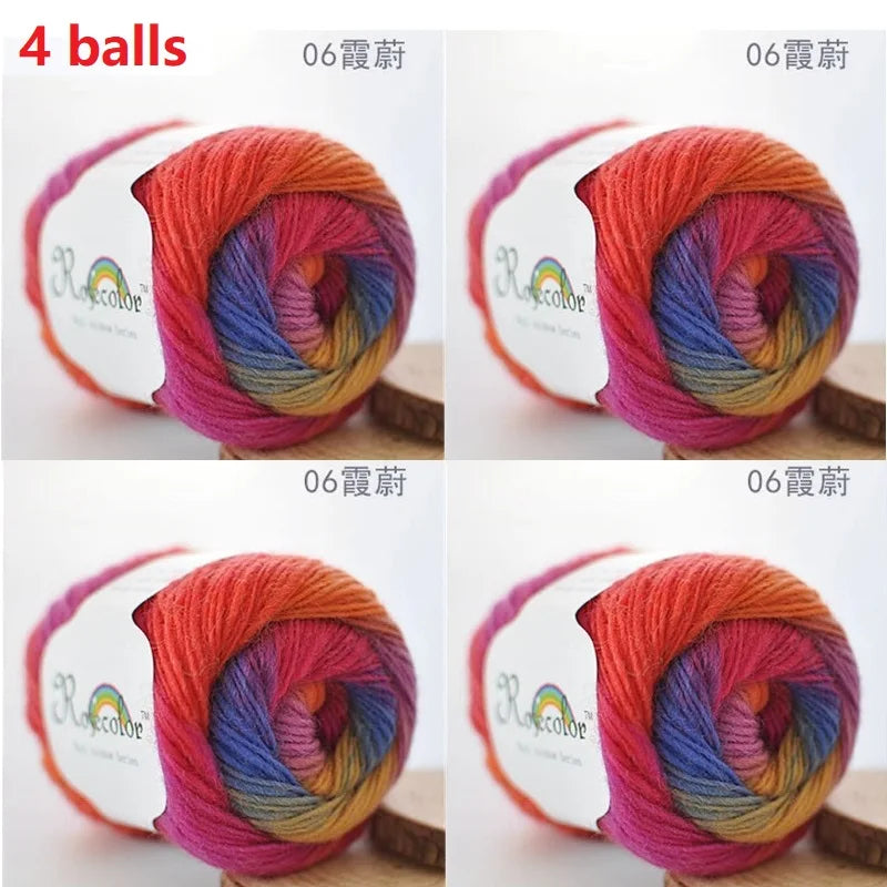 Rainbow Wool Yarn for Crochet Knitting Scarves and Sweater Crafts
