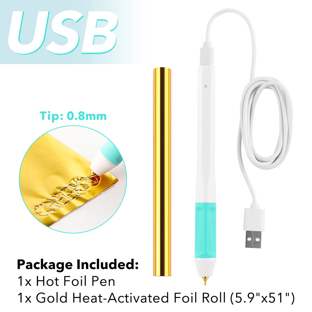 USB Hot Foil Pen Set for DIY Craft and Scrapbooking Projects