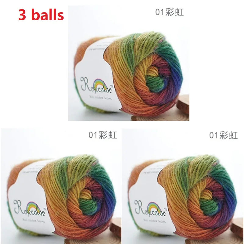 Rainbow Wool Yarn for Crochet Knitting Scarves and Sweater Crafts