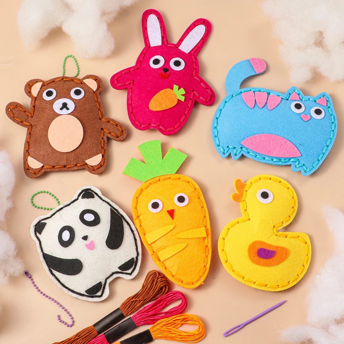 Beginner Animal Sewing Kit Handmade Felt Pendant Craft for Girls Fun