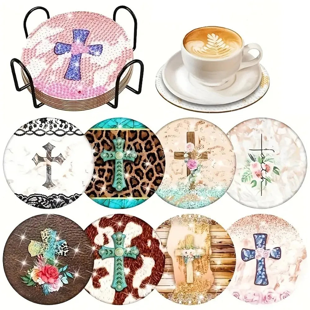 DIY Diamond Painting Coaster Kit with Holder for Adults Beginners