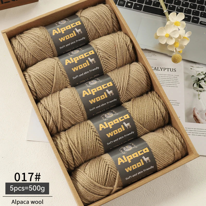 Chunky Alpaca Wool Yarn Set for DIY Knitting Winter Crafts