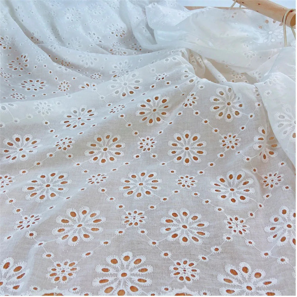 Cotton Embroidery Lace Fabric for DIY Sewing and Handmade Crafts