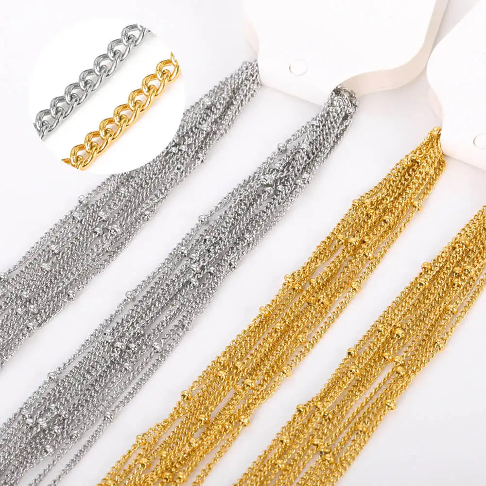 10-Piece Gold-Tone Stainless Steel Necklace Chain Set | 45cm | DIY Jewelry Making