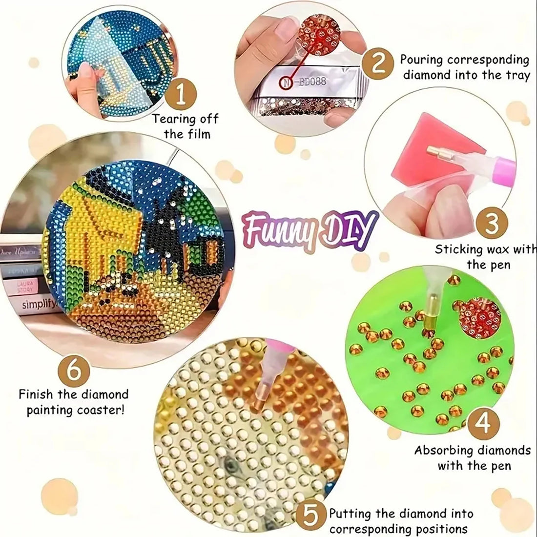 DIY Diamond Painting Coaster Kit with Holder for Adults Beginners