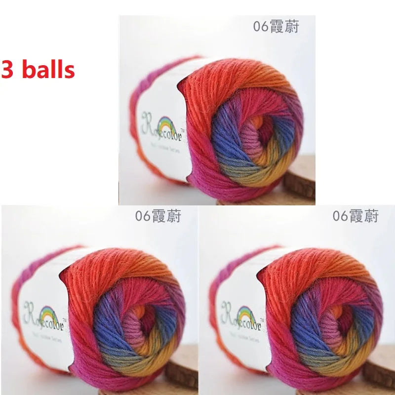 Rainbow Wool Yarn for Crochet Knitting Scarves and Sweater Crafts