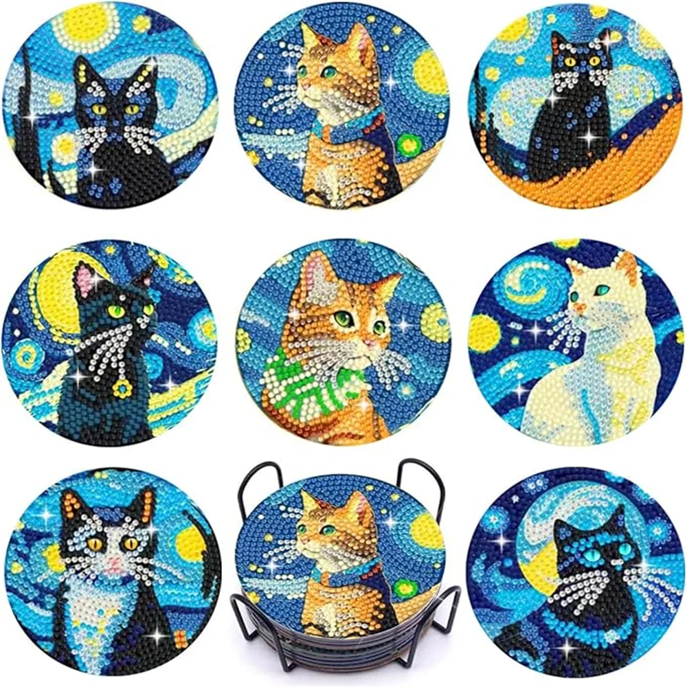 DIY Diamond Painting Coaster Kit with Holder for Adults Beginners