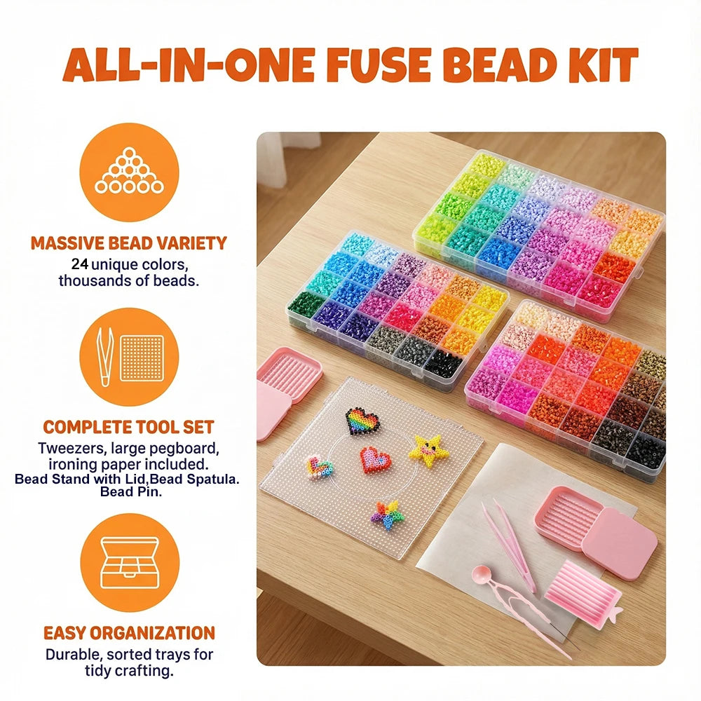 24000pcs Perler Fuse Beads Pixel Art Craft Kit DIY Puzzle