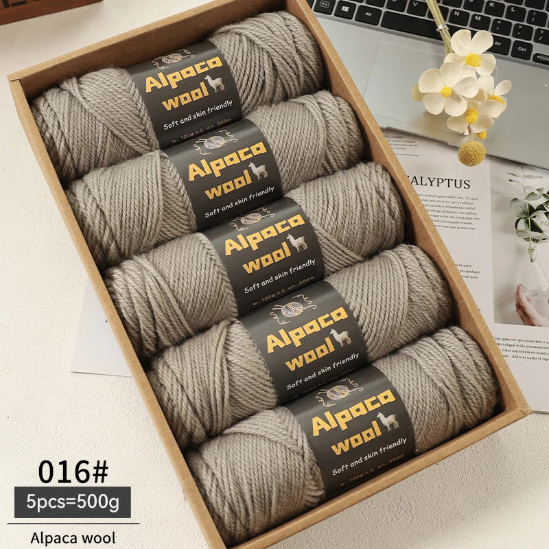 Chunky Alpaca Wool Yarn Set for DIY Knitting Winter Crafts