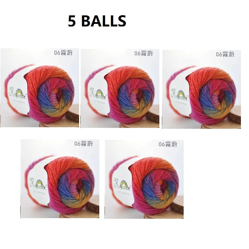 Rainbow Wool Yarn for Crochet Knitting Scarves and Sweater Crafts