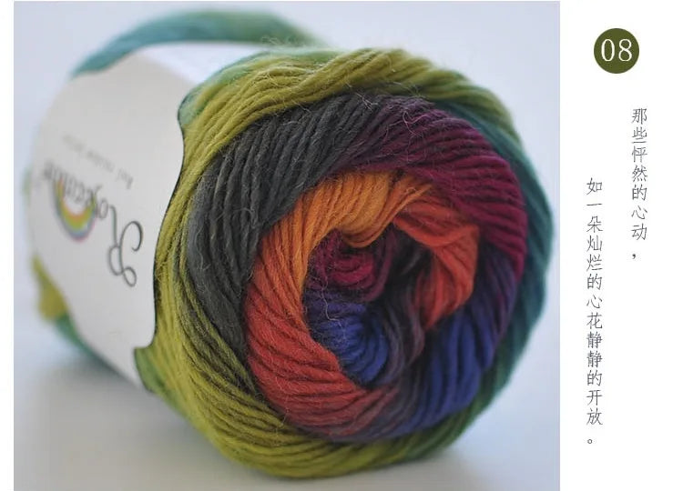 Rainbow Wool Yarn for Crochet Knitting Scarves and Sweater Crafts