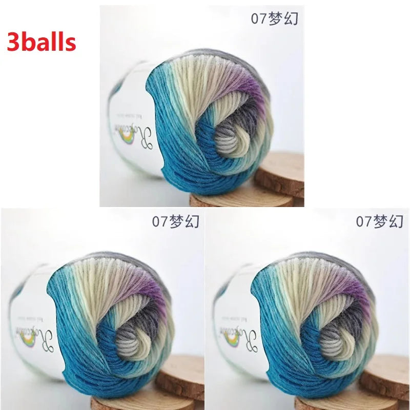 Rainbow Wool Yarn for Crochet Knitting Scarves and Sweater Crafts
