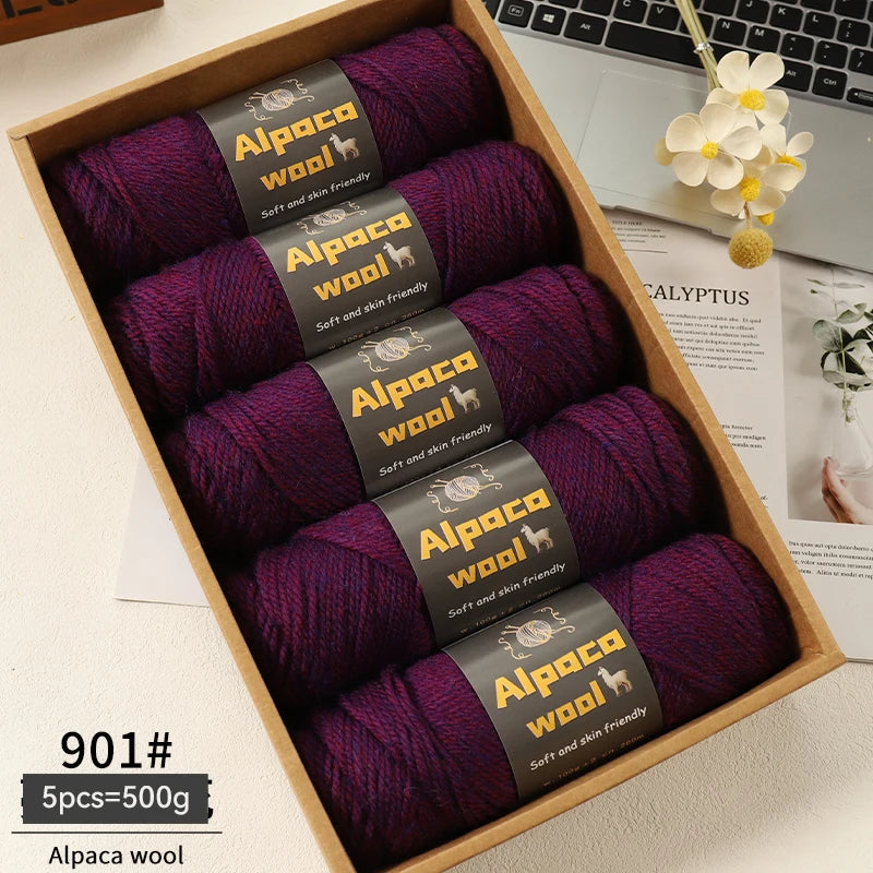Chunky Alpaca Wool Yarn Set for DIY Knitting Winter Crafts