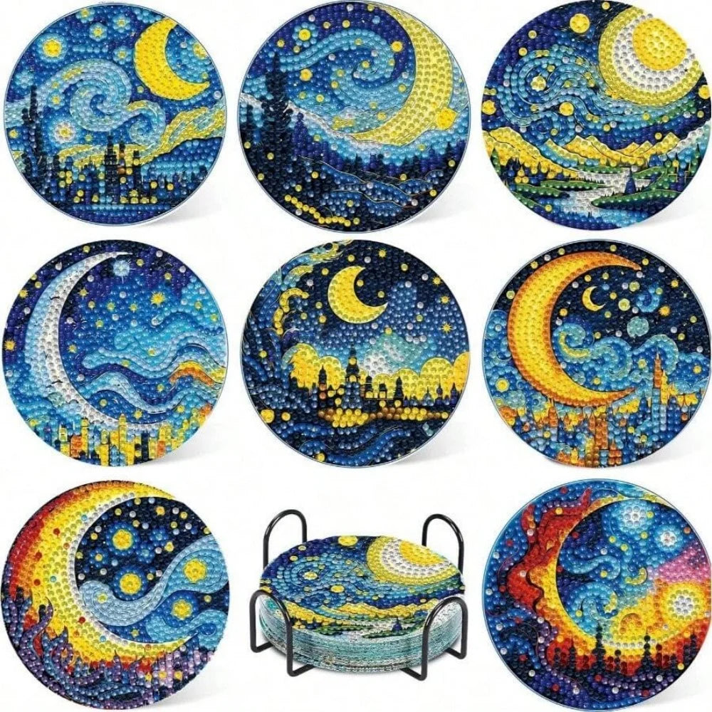 DIY Diamond Painting Coaster Kit with Holder for Adults Beginners