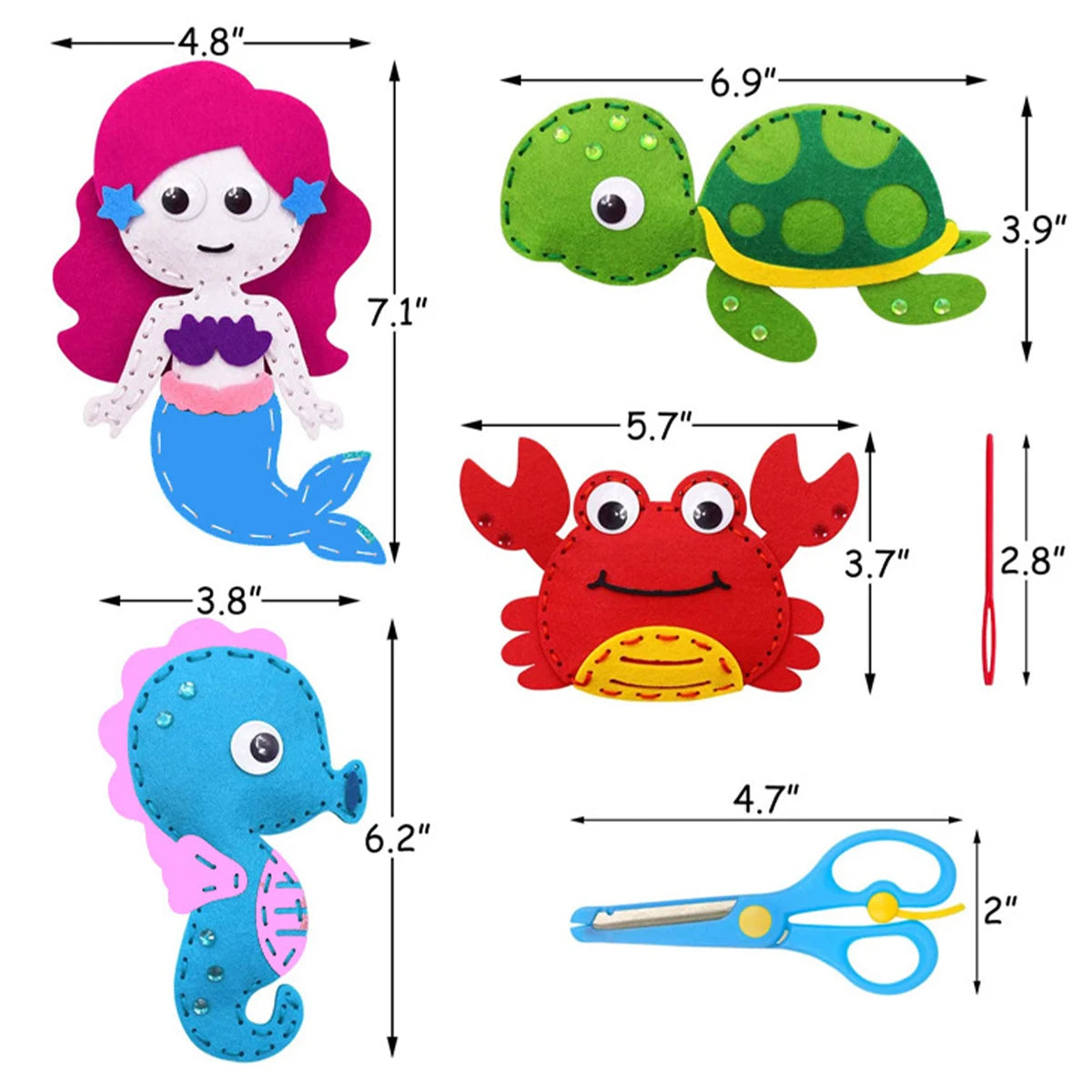 Sea Animals Felt Sewing Craft Kit for Kids Educational DIY Fun