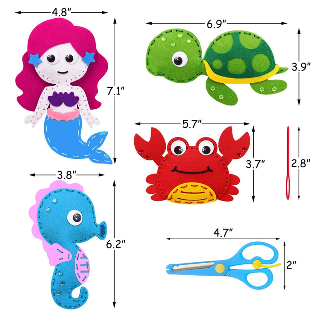 Sea Animals Felt Sewing Craft Kit for Kids Educational DIY Fun