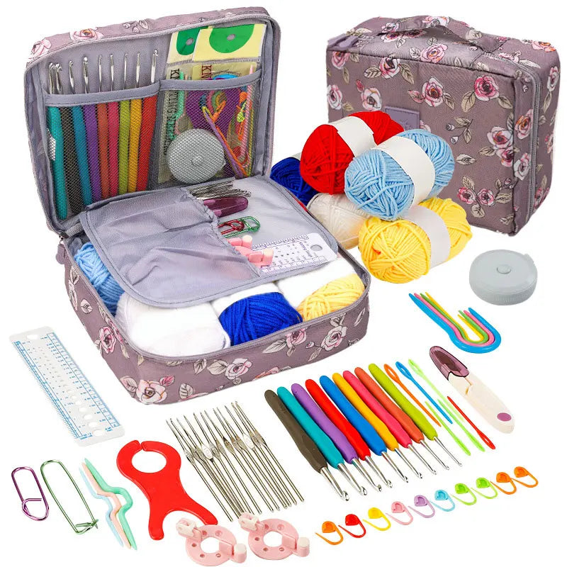 Beginner Crochet Kit with Yarn Hooks and Portable Travel Supplies