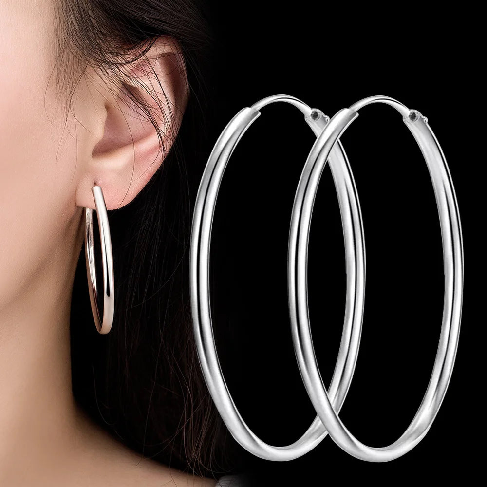 Handcrafted 925 Sterling Silver Hoop Earrings